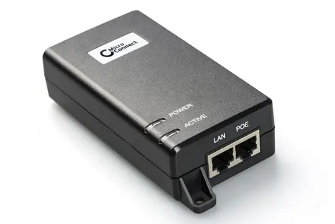 MicroConnect IEEE Gigabit PoE Injector černá / 802.3af/at / 60W 