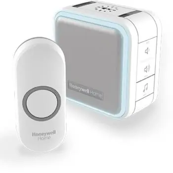 Honeywell Home DC515N bezdrátový zvonek Series 5 / 150 m / 6 melodií / přenosná základna bílá / design. tlačítko