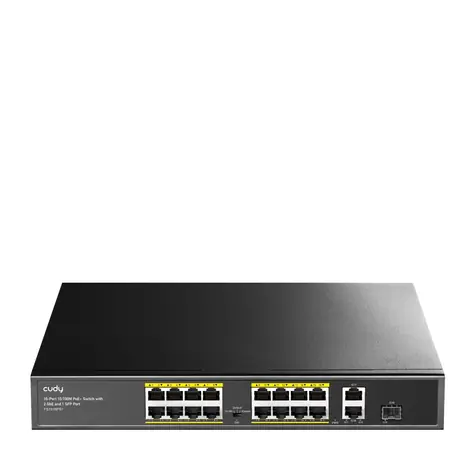 Cudy FS1018PS1 PoE switch / 16x PoE RJ45 / 2x RJ45 / 1x SFP / 1000Mbps / 200W
