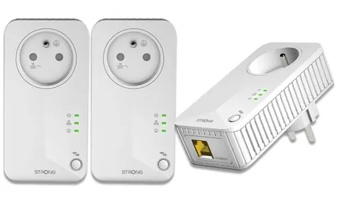 STRONG Powerline 600 TRI FR bílá / Sada Powerline adaptérů / 600Mbps / LAN / HomePlug AV2 / 3ks