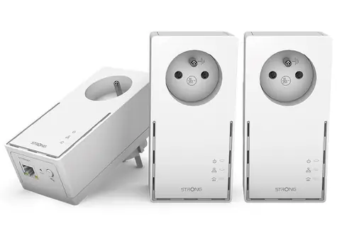 STRONG Powerline 1000 TRI FR bílá / Sada Powerline adaptérů / 1000Mbps / GLAN / HomePlug AV2 / 3ks