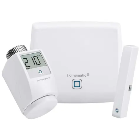 Homematic IP Startovací sada - řízení vytápění plus / 1x Centrální jednotka & Termostatická hlavice & 1x dveřní senzor