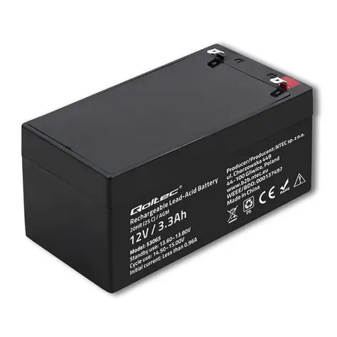 Qoltec 53065 baterie AGM 3.3Ah / 12V / max. 49.5A