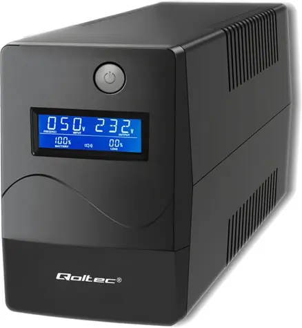 Qoltec 53978 Monolitový UPS černá / UPS / 650VA / 360W / LCD / 1x USB / 2x RJ45