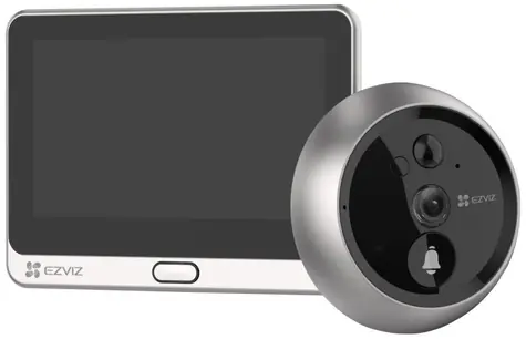 EZVIZ chytrý dveřní videotelefon DP2 stříbrno-černá / Wi-Fi / 1080p / IR / PIR / LCD 4,3