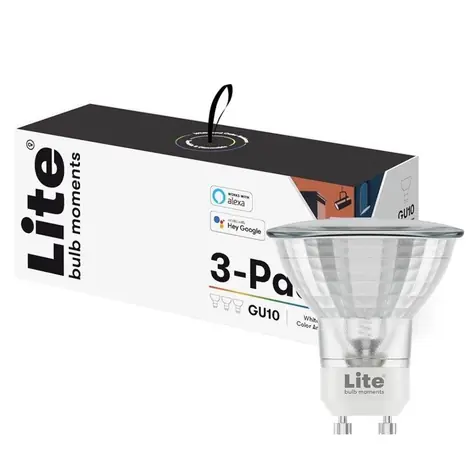 Lite bulb Moments Sada chytrých žárovek - GU10 RGB / 4.5W / 2700K / GU10 / Google Home / Alexa / 3 ks