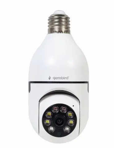 Gembird TSL-CAM-WRHD-01 bílá / Vnitřní IP kamera / 1080p / patice E27 / Wi-Fi / detekce pohybu / repro 