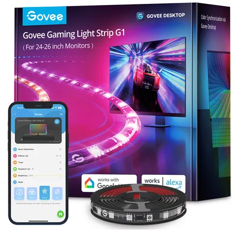 Govee Dreamview G1 Smart LED podsvícení monitoru 27-34 / LED pásek / 18 W / BT / Wi-Fi / RGBIC / 27-34