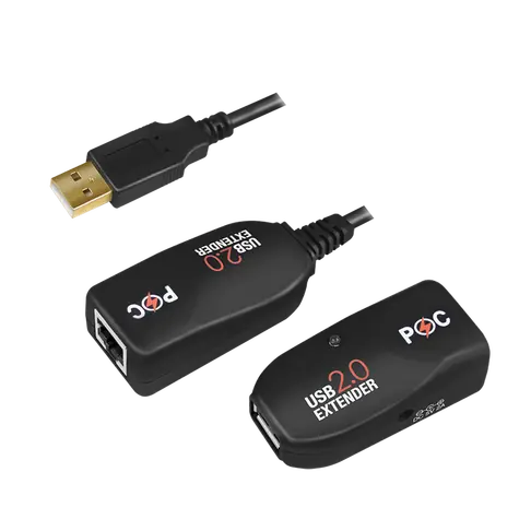 LogiLink UA0207 černá / Ethernet extender / CAT5 / RJ45 / USB 2.0 / dosah 50m