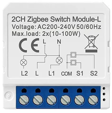 Avatto LZWSM16-W2 bílá / Chytrý spínač / 2 kanály / ZigBee