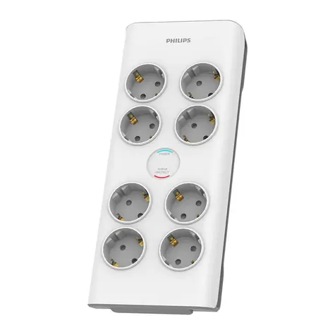 Philips SPN7080WA/58 bílá / Přepěťová ochrana / Schuko / 8 zásuvek / 2m