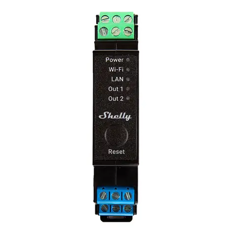 Shelly Pro 2PM šedá / Chytrý spínač s měřením spotřeby / 2 kanály / BT 4.2 / WiFi