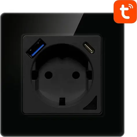 Avatto N-WOT10-USB-B černá / Chytrá zásuvka / USB-A & USB-C / Wi-Fi / Tuya 