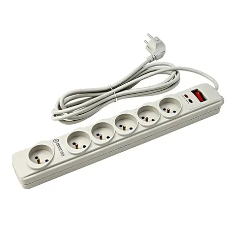 Powerton Prodlužovací přepěťová ochrana bílá / 6 zásuvek / 3m kabel