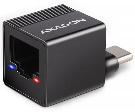 AXAGON ADE-MINIC USB-C 3.2 Gen 1 - Gigabit Ethernet MINI síťová karta, Realtek 8153, auto instal, černá