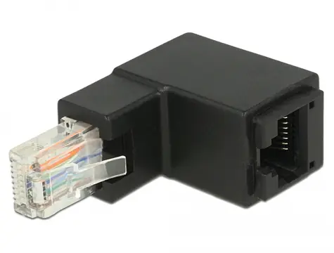 DeLock Úhlový adaptér RJ-45 (M) - RJ-45 (F) Cat.6 UTP černá