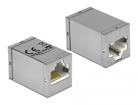 DeLock Adaptér RJ-45 (F) - RJ-45 (F) Cat.6A STP šedá