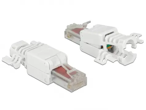 DeLock Přípojka RJ45 Cat.6 UTP bílá 2ks