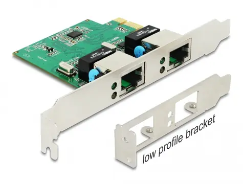 DeLock PCI-E x1 Síťová karta 2x GLAN RJ45 (F)