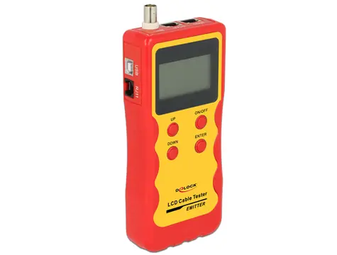 DeLock LCD Kabelový tester RJ45 & RJ12 & BNC & USB oranžová