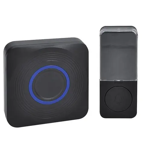 Solight bezdrátový zvonek černá / bateriový + USB / 200m / learning code