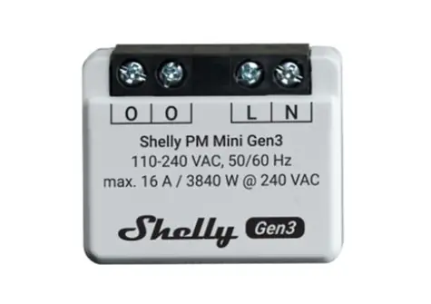 Shelly PM Mini Gen3 - modul pro měření spotřeby do 16A (WiFi & Bluetooth)