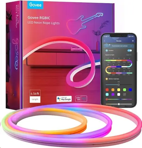 Govee Neon SMART ohebný LED pásek - RGBIC - 2m / LED pásek / 36W / 345lm / BT / WiFi / RGBIC