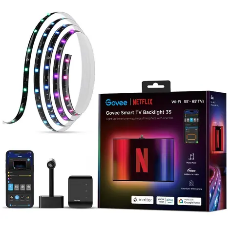 Govee Backlight 3S Netflix TV 55-65 SMART LED podsvícení RGBICW / LED pásek / 24W / BT / WiFi / RGBIC