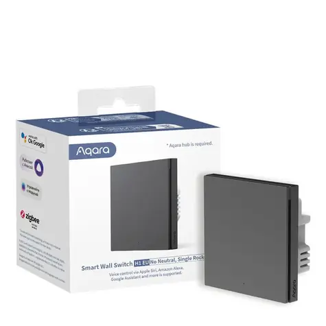 Aqara Smart Wall Switch H1 EU (No Neutral, Single Rocker) (WS-EUK01-G) vypínač s relé Šedá / ZigBee