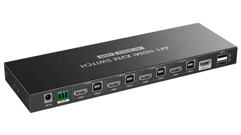 PremiumCord 4K@60Hz HDMI2.0 KVM switch 4:1 s dálkovým ovladačem
