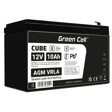 Green Cell bezpečnostní bezúdržbová baterie AGM VRLA 12V 10Ah / pro UPS jednotky