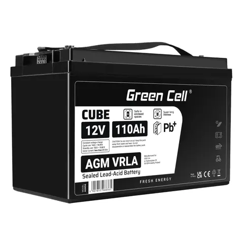 Green Cell bezúdržbová baterie AGM VRLA 12V 110Ah / pro sekačky | lodě | invalidní vozíky | obytné vozy a koloběžky