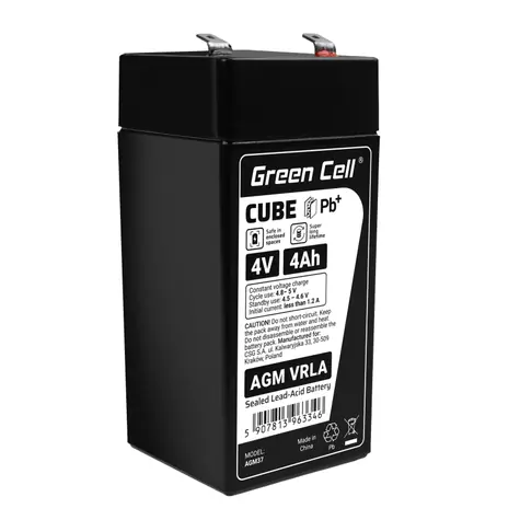 Green Cell bezúdržbová baterie AGM VRLA 4V 4Ah / pro alarmové systémy | pokladny a hračky