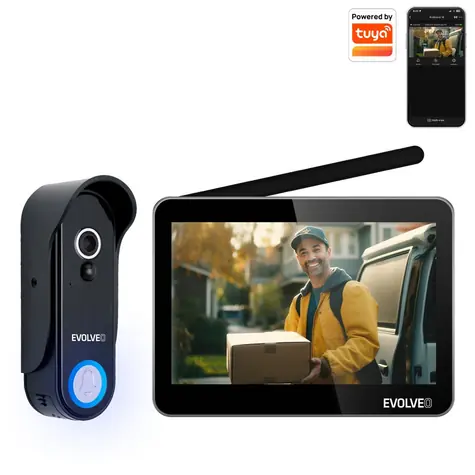 EVOLVEO  DoorPhone W7 / Sada domácího bezdrátového videotelefonu s WiFi / monitor černá