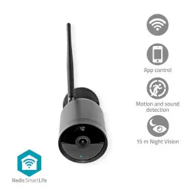 Nedis WIFICO40CBK / Venkovní kamera / 1920 x 1080 / Wi-Fi / microSD / IP65 / Android & iOS / SmartLife  