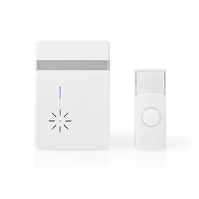 Nedis DOORB212WT bílá / Bezdrátový zvonek / 1x CR2032 / 80 dB / až 300 m / IP44 / 36 melodií 