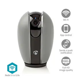 Nedis WIFICI21CGY / Vnitřní kamera / Wi-Fi / SmartLife / Full HD 1080p / Náklon / microSD 