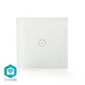 Nedis SmartLife Nástěnný vypínač bílá / Wi-Fi / Jednoduchý / Nástěnný držák / 1000 W / Android & iOS / Sklo 