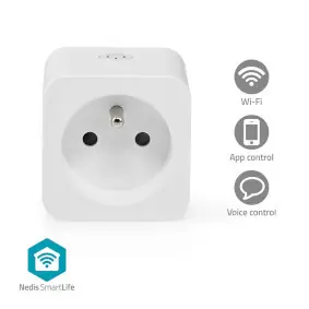 Nedis SmartLife chytrá zásuvka bílá / Wi-Fi / IP21 / Měřič výkonu / 3680 W / Android & iOS 
