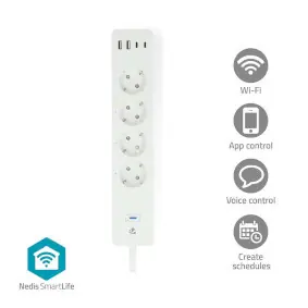 Nedis SmartLife Prodlužovací Přívod / Wi-Fi  / USB A / USB-C / 16 A / 3680 W / 2.00 m / 0 - 55 °C / Android & iOS