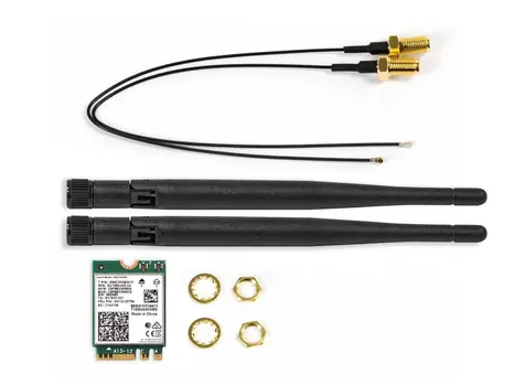 ASRock Intel Wi-Fi 6E AX210/ M.2 2230 / Tri-Band / 2.4 GHz 574 Mbps / 5 GHz 2402 Mbps / 6 GHz 2402 Mbps / Bluetooth 5.3 