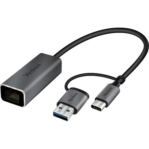 YENKEE YTC 013 USB C na RJ-45 Ethernet / Adaptér USB-C (M) - Ethernet (F) / 1000 Mb/s / 15 cm