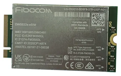 DELL Wireless Mobile Modem DW5932e 5G / 2.2Gbps / PCI-Express 3.0 / WWAN