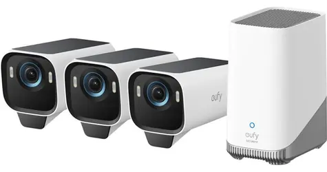 Anker eufy S3 Pro bílá / Venkovní IP kamera se solárním nabíjením / 3x kamera + jednotka HomeBase 3 / 4K