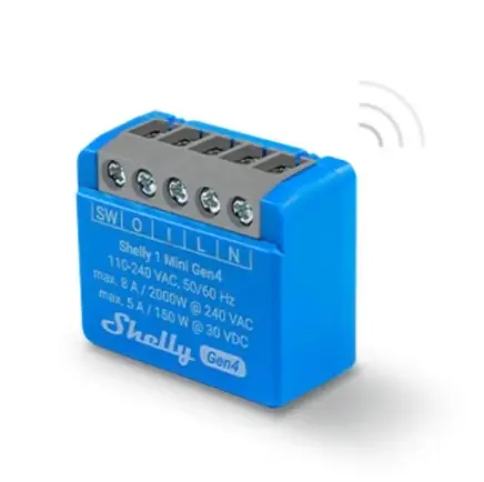 Shelly 1 Mini chytré Wi-Fi relé (1 kanál) / Wi-Fi / Bluetooth / 8A