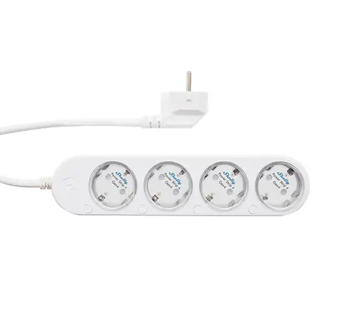 Shelly Power Strip 4 Gen4 Chytrá prodlužovačka s měřením spotřeby bílá / 4x AC type F (Shucko) / 16A / WiFi / BT / Zigbe