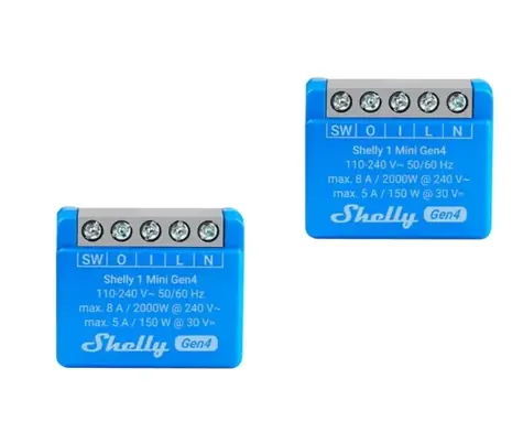 Shelly 1 Mini chytré Wi-Fi relé (1 kanál) 2ks / Wi-Fi / Bluetooth / 8A