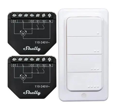 Shelly Shutter (2ks) + BLU RC Button 4 / Ovladač rolet/záclon + ovladač 4 tlačítka