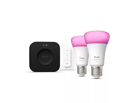 Philips Hue Startovací sada  LED 2x 8.1W / 2x žárovky E27 + Bridge PRO + vypínač se stmívačem / 2x 1100 lm / 1000-20000K