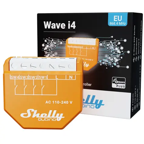 Shelly Wave i4 LR / modul pro aktivaci scén / Z-Wave